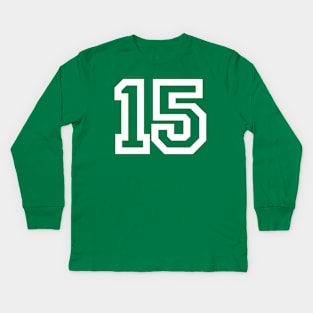 Sports Shirt #15 (white letter) Kids Long Sleeve T-Shirt